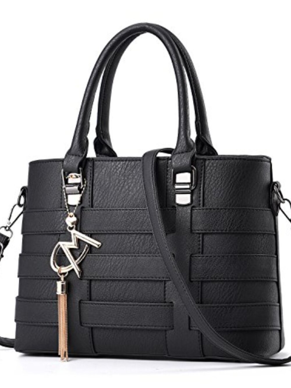 Tibes PU Leather Weave Shoulder Bag Top-Handle Purse Adjustable Strap